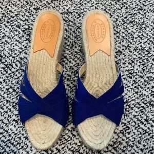 Stubbs & Wootton Royal Blue Crisscross Espadrille Slides
